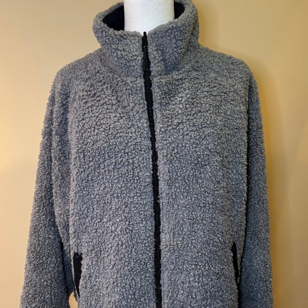 NWT Bass Outdoor Women's Reversible Fleece Zip Jacket - BLACK/GREY S, M, L, XL